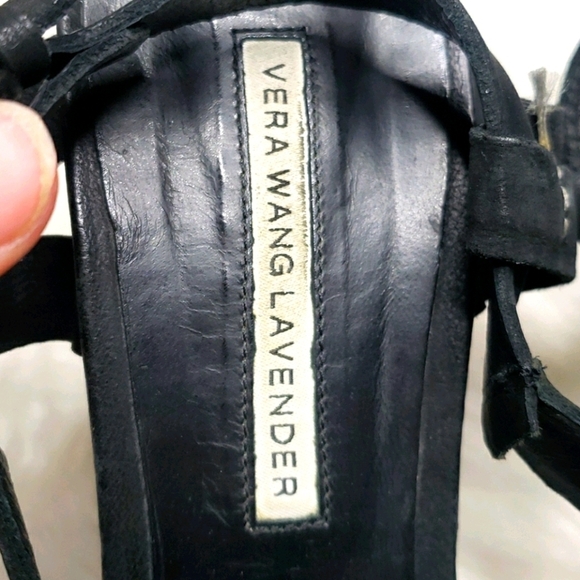 Vera Wang Lavender Label Heeled Black Leather 9 - Picture 3 of 11